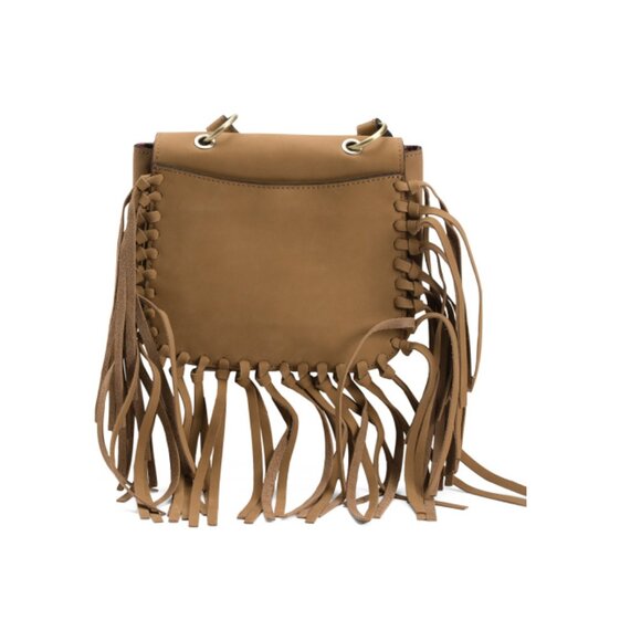 PATRICIA NASH Wheat Suede Karisa Fringe Crossbody